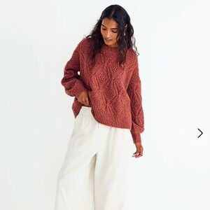 NWT Madewell Cayden Pointelle Balloon-Sleeve Pullover Sweater